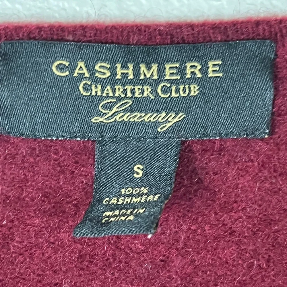Charter Club Luxury Burgundy 100% Cashmere V-Neck Sweater Womens Small Old Money